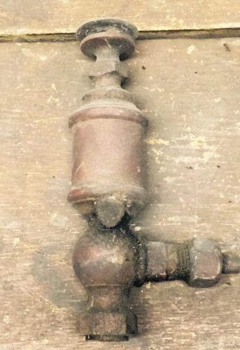 Antique 1900s brass hit miss steam engine part valve vtg grease cup engine oiler for sale