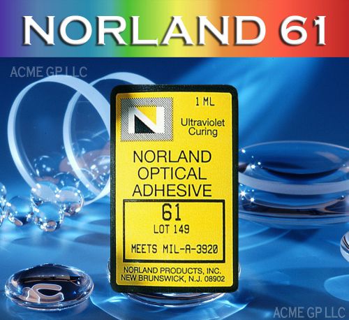 Norland 61 Optical Adhesive Glue - UV Cure - with 2 fine tip pipette applicators