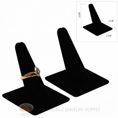 (2) 2 3/8&#034; Single Finger Black Velvet Ring Display Jewelry Showcase Presentation