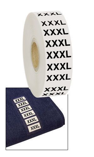 1&#034; x 2 3/4&#034; clothing size stickers -  500 adhesive strips - size &#034;xxxl&#034; for sale