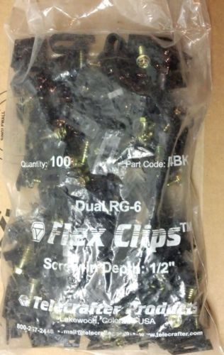 100 BLACK DUAL FLEX SCREW CLIPS WITH SCREW RG6 CABLE
