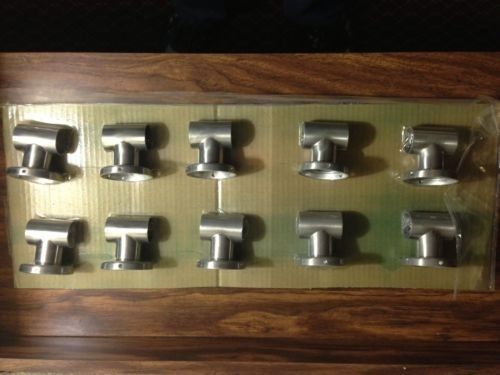 Stainless railing grab bar slip tee wall mount fitting 1-1/2&#034; id lot of 10 for sale