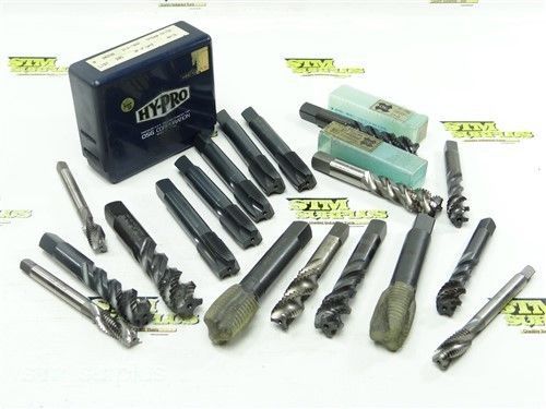 Assorted lot of 18 hss taps 1/2&#034; -13 nc to 7/8&#034; -9 nc greenfield hy-pro osg for sale