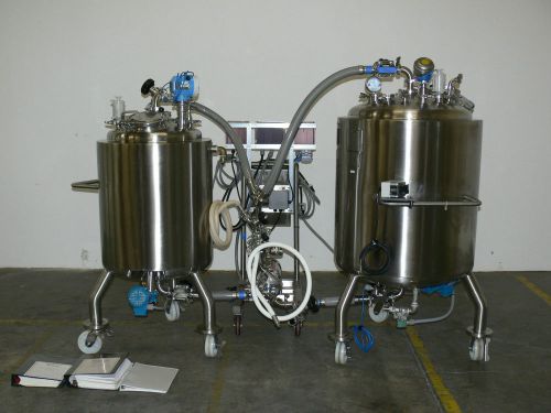 Allegheny bradford bioprocess jacketed tanks 300 l &amp; 150 l w/ top-flow pump for sale