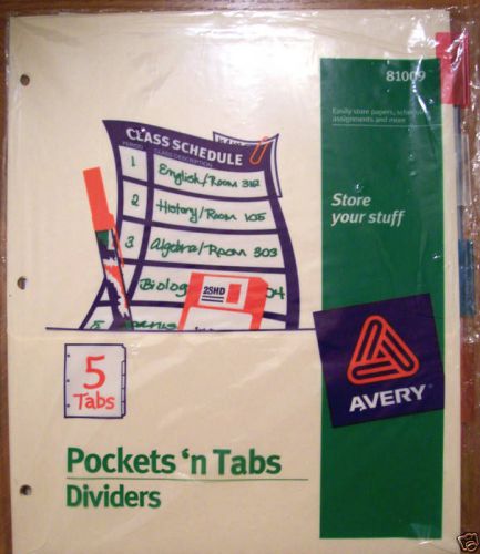 Avery worksaver pocket dividers 5 insertable tabs new!! for sale