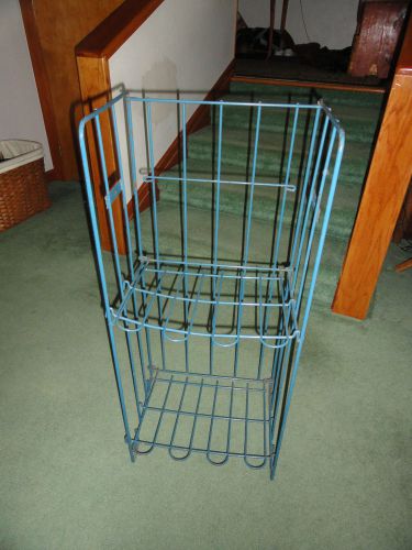 Retro tuquoise newspaper rack magazine stand from general store display for sale