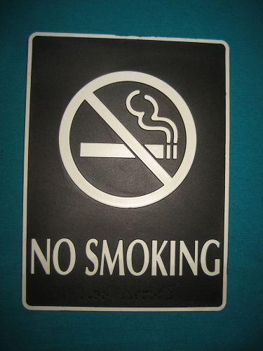 No Smoking Sign Classic Black/White Commercial Has Braille-Tac 8 1/4&#034; by 6 1/8&#034;