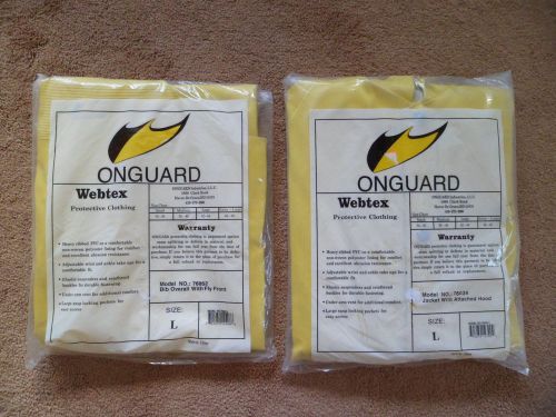New onguard webtex 2-piece pvc on polyester suit - pants &amp; jacket yellow bibs l for sale