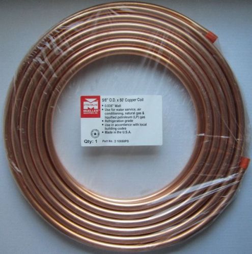HVAC Mueller Streamline 5/8” OD Copper Refrigeration Tubing 50 Ft. per Coil