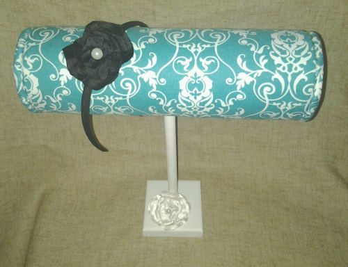Boutique Headband designs turquoise white damask Craft show display girls gift