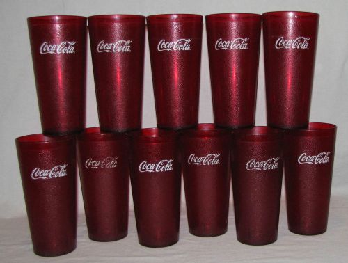 Carlisle Coke Tumblers Ruby Red Coca Cola Set of 11 32 oz Soda Glass