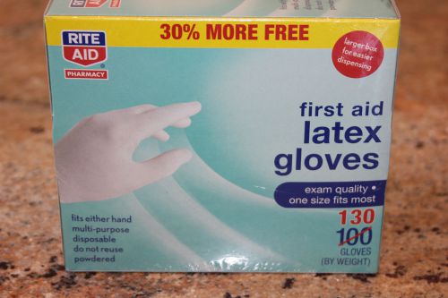 Sealed box latex powdered exam gloves 130 one size fits most rite aid first aid for sale