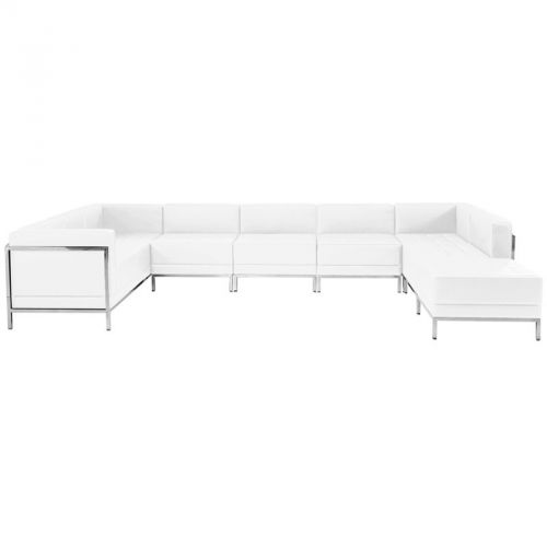Imagination series white leather u-shape sectional configuration, 7 pieces for sale
