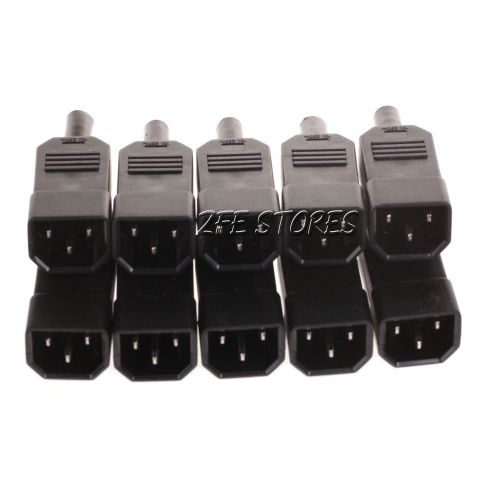 10PCS AC 250V 10A IEC320 C14 Male Plug Power Adapter Cable Connector New