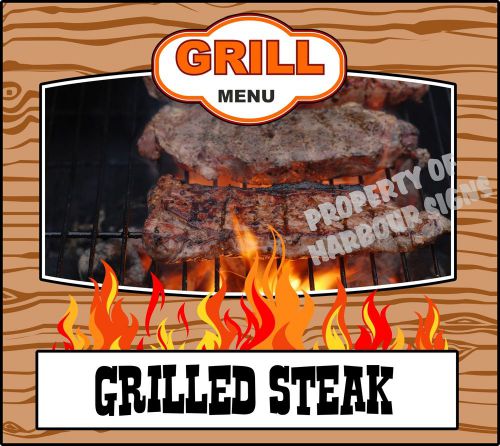 Grill Menu Grilled Steak Decal 14&#034; BBQ Food Truck Concession Restaurant Catering