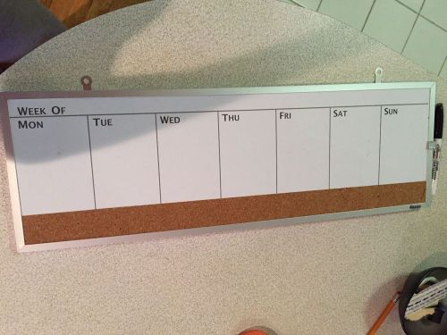 Board Dudes 7.5&#034; X 23&#034; Horizontal Magnetic Dry Erase/Cork Weekly Planner Combo