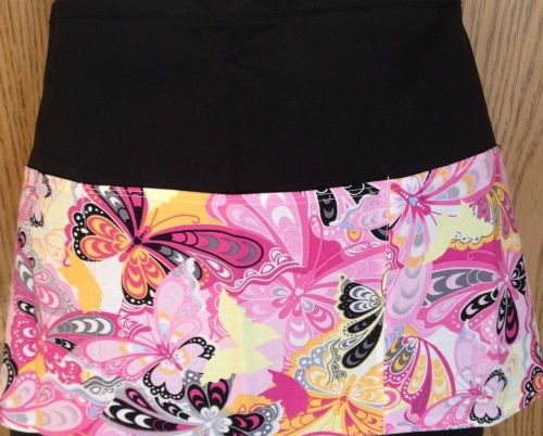 Black server waitress waist apron butterfly blk yellow pink gray handmade 1 sz for sale