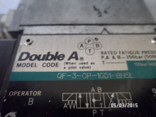 DOUBLE A HYDRAULIC SOLENOID VALVE MODEL QF-3-C-10D1-BH5L-LK 120 VOLT