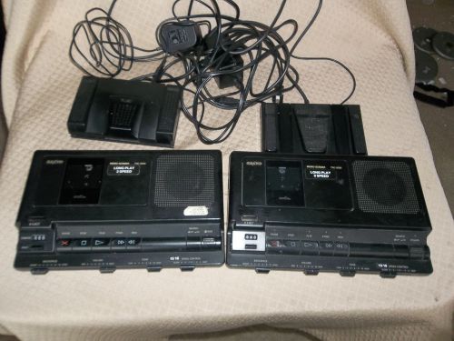 Bundle 2-Sanyo TRC-8080 Pro Cassette Transcriber Dictation Machine w Pedal Works
