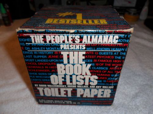 VINTAGE Unique COLLECTIBLE 1978 THE BOOK OF LISTS Toilet Paper WITH ORIGINAL BOX