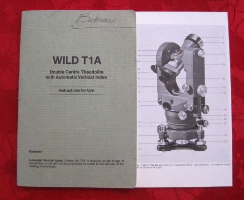 Vintage Wild Heerbrugg Model T1A Double Centre Theodolite Manual Booklet