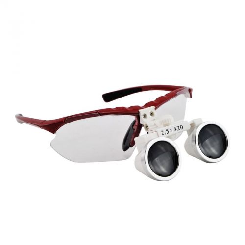 Ca -dentist dental surgical medical binocular loupes 2.5x420 optical glass red! for sale