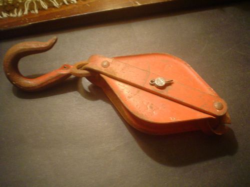 Red anvil pulley # 6 swivel hook steampunk barn garage woods tools for sale