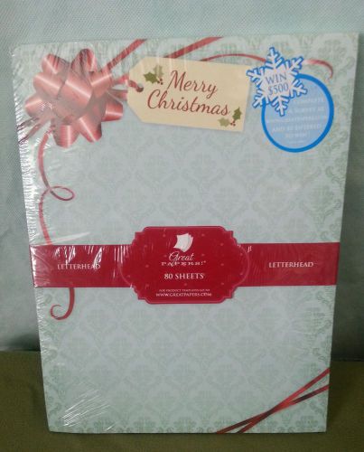 Merry Christmas Gift Package Letterhead Great Papers 80 Sheets NIP
