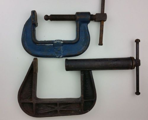Lot of 2 C Clamps - 5&#034; Havens Steele, Kansas City &amp; 4&#034; Blue Clamp