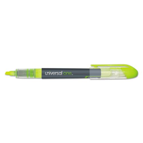 Liquid Pen Style Highlighter, Chisel Tip, Fluorescent Yellow, 12/Pk