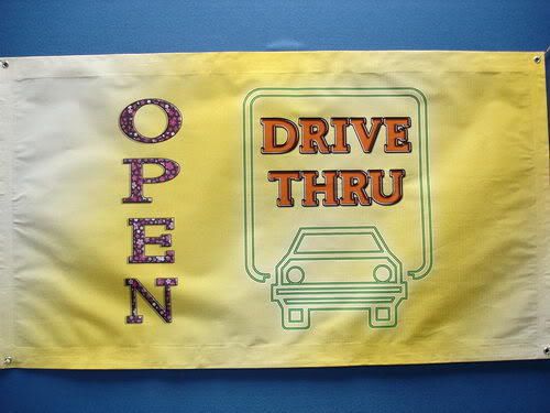 z145 Drive Thru OPEN Display Lure NEW Banner Shop Sign