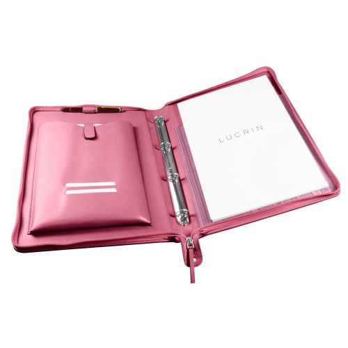 A4 Portfolio with Ring binders - Fuchsia  - Smooth Calfskin - Leather