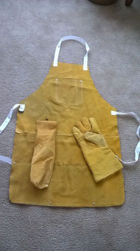 Double Stitched Split Leather Welding Apron With Pockets &amp; a Adjustable Strap