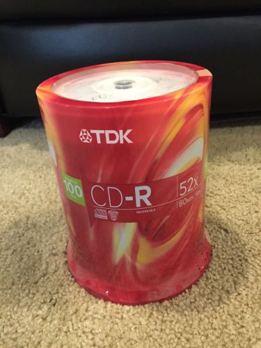 TDK CD-R, 52X, 700MB/80Min, Thermal Printable, Spindle 100/PK, Silver