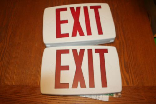 TWO 2 Lithonia Lighting Incandescent Lighted Exit Sign, Model No; QMSW3R/G 120