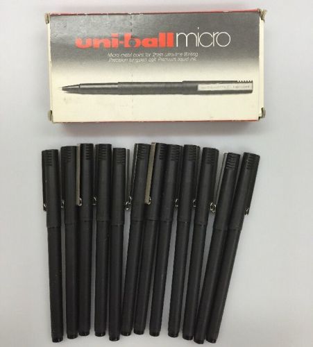 Uni-ball Micro Ink Pens Green &amp; Black 12 Total Older Style FaberCastell 2mm