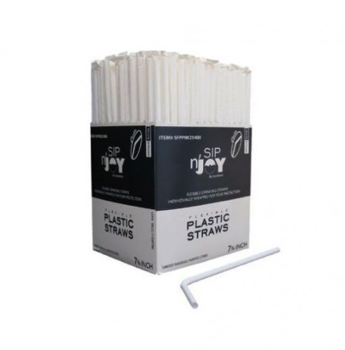 Sip nJoy By Crystalware Flexible Drinking Straws 380 pk Individually Wrapped