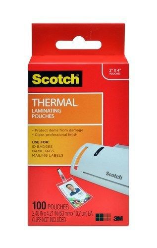 Scotch Thermal Pouches, 2.4 x 4.2 Inches ID Badge without Clip, 100 Pouches