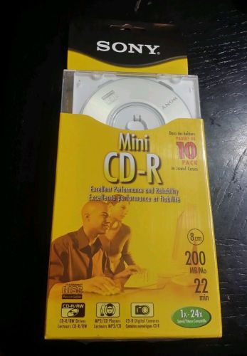 New Sony 10-Pack Mini CD-R Discs 200MB 22 Min. Blank Media - NEW SEALED
