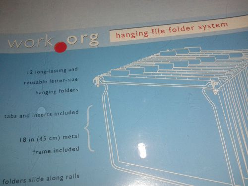 Hanging file folder system  NIB  12 letter size folder &amp; 18 inch metal frame