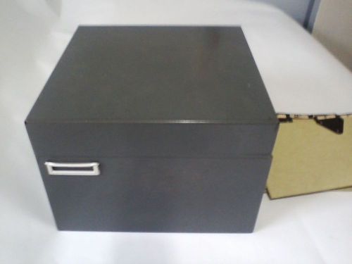 Vintage Metal File Box  8 12 x 8 1/2 x 6 tall