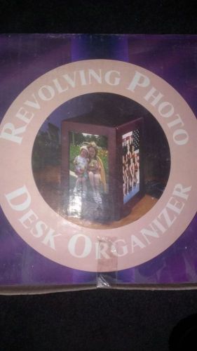 Revolving photo desk organizer 3 slide out drawers rose wood like color for sale