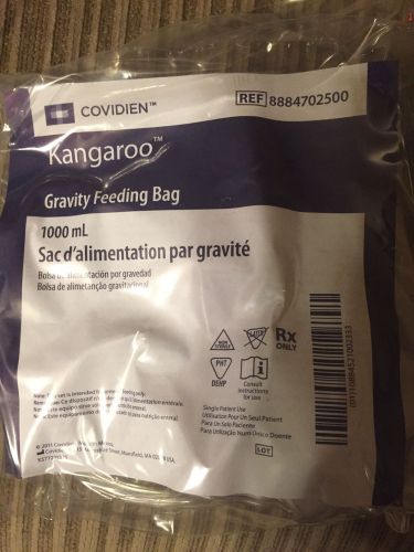 702505 KANGAROO  GRAVITY FEEDING BAG 1000ML NEW SEALED - CASE OF 30 BAGS