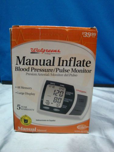 Walgreens Manual Inflate Blood Pressure/Pulse Monitor Large Display
