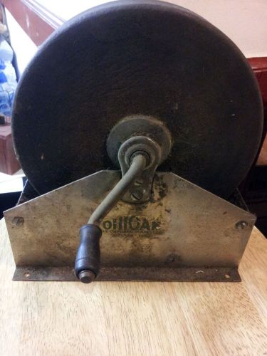 Vintage Ohioan Tabletop Grinding Sharpening Stone Wheel  with tray 8&#034; wheel