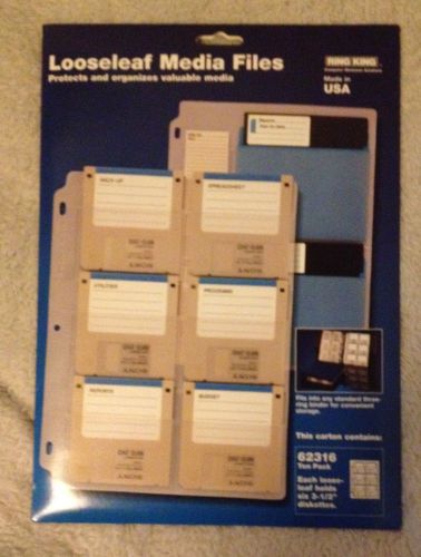 Floppy Disk Organizer Pages,3 ring loose leaf Binder, Holds 6 Discs 10/PK Clear