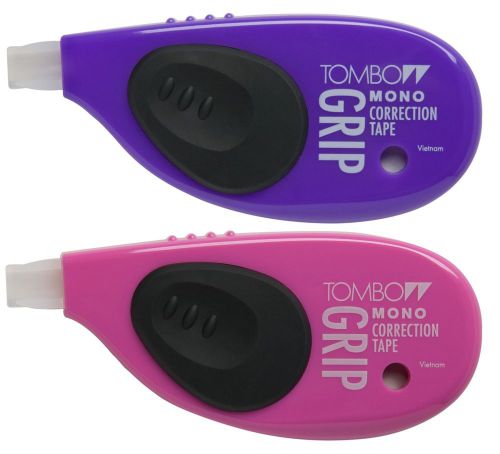 Tombow MONO Pink &amp; Purple Grip Correction Tape Side Dispenser (2 Pack)