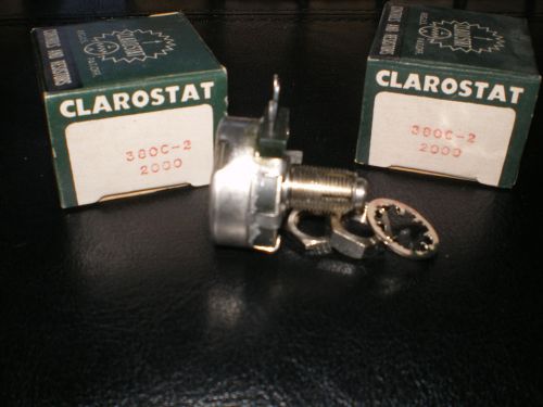 (2)  CLAROSTAT 380C-2 2000 ohm Locking Potentiometer 2 watt Single turn Linear