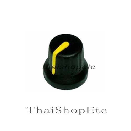 5 pcs BLACK Knob with YELLOW Pointer for Potentiometer