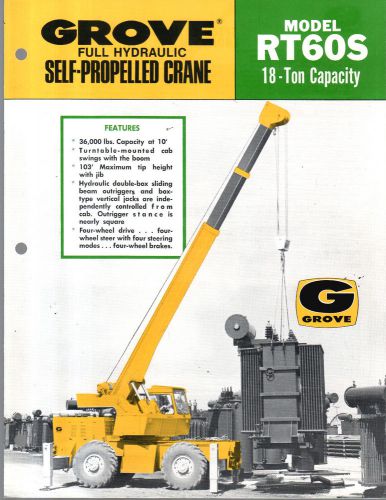 1972 GROVE RT60S 18 TON CRANE BOOM CONSTRUCTION EQUIPMENT BROCHURE